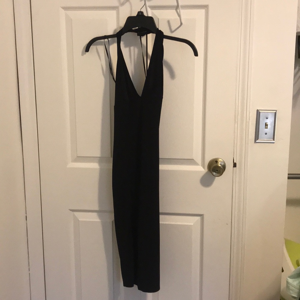 Sexy black dress halter